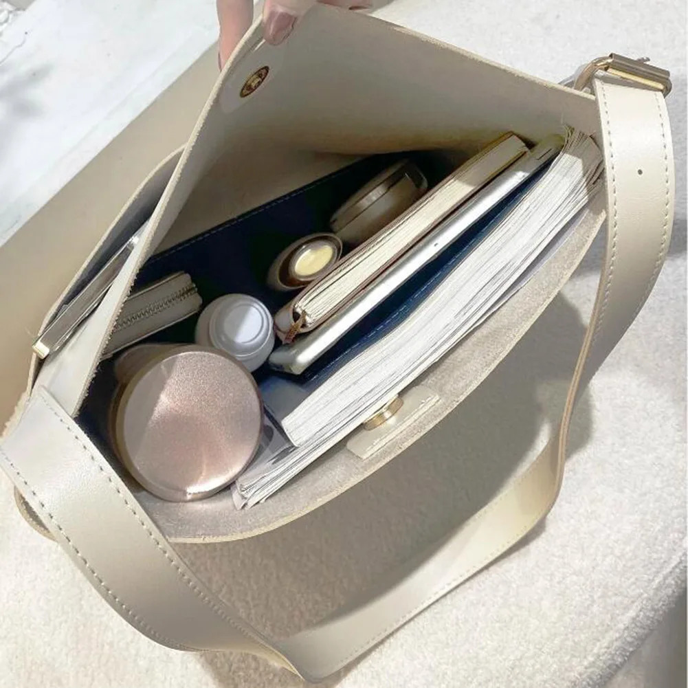 Women Leather Bucket Bag Multi Pocket Shoulder Tote Versatile Satchel Hobo Messenger Outdoor Travel 241021