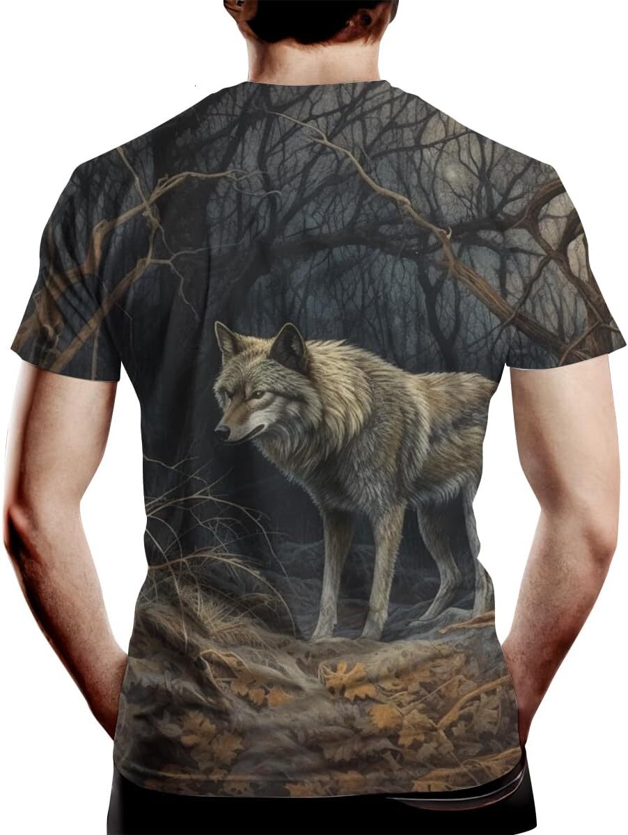Mens T shirt Men's Wolf Graphic Print Creative Novelty T-Shirt tee Casual tops summer clothes Breathable and stylish