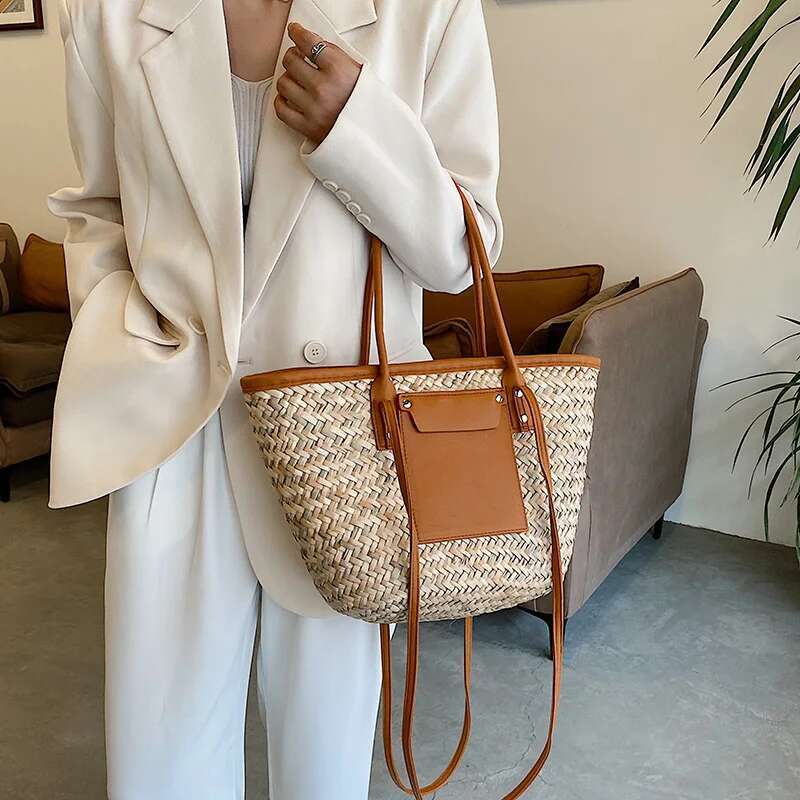 Designer Straw Handbags - hot Woven Beach Tote Women, Large Capacity Summer Crossbody Bag, Fashionable Korean-Style Handbag, Lightweight for Daily Use