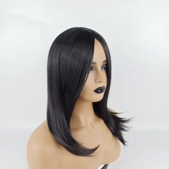 Women's fashion medium-length wig clavicle hair Bob head cover female chemical fiber straight hair
