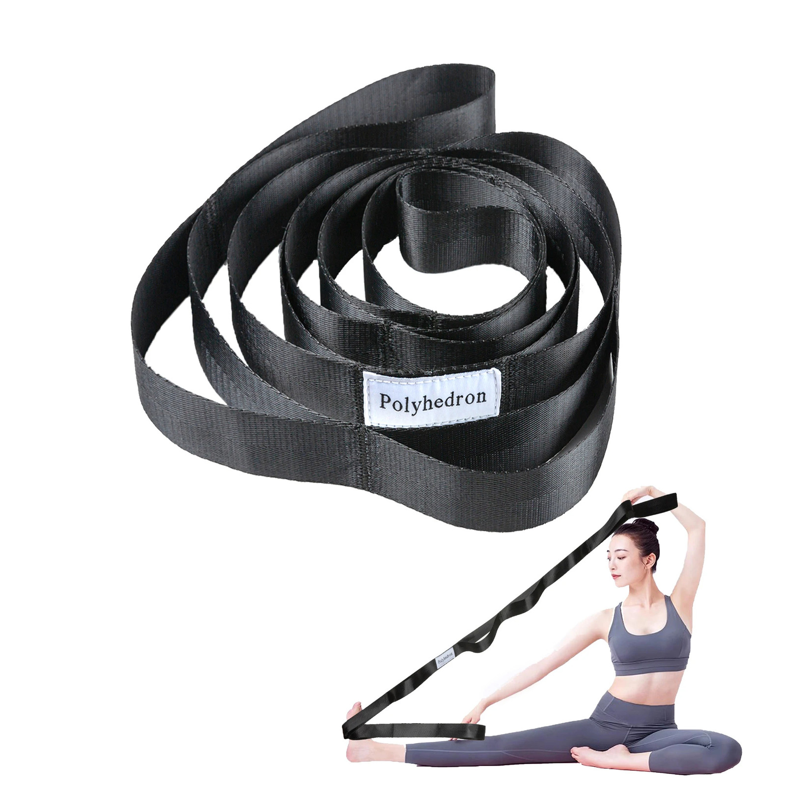 Stretching Strap with 10 Loops Yoga Straps for Physical Therapy Equipment Nonelastic Stretch Exercise 241024