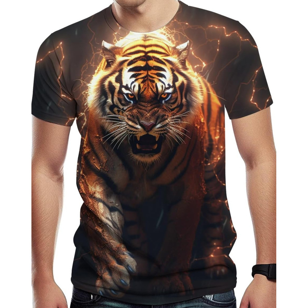 Mens T shirt Men's Novelty Tiger Graphic Print Tee Men's Casual T Shirt tee Casual tops summer clothes breathable
