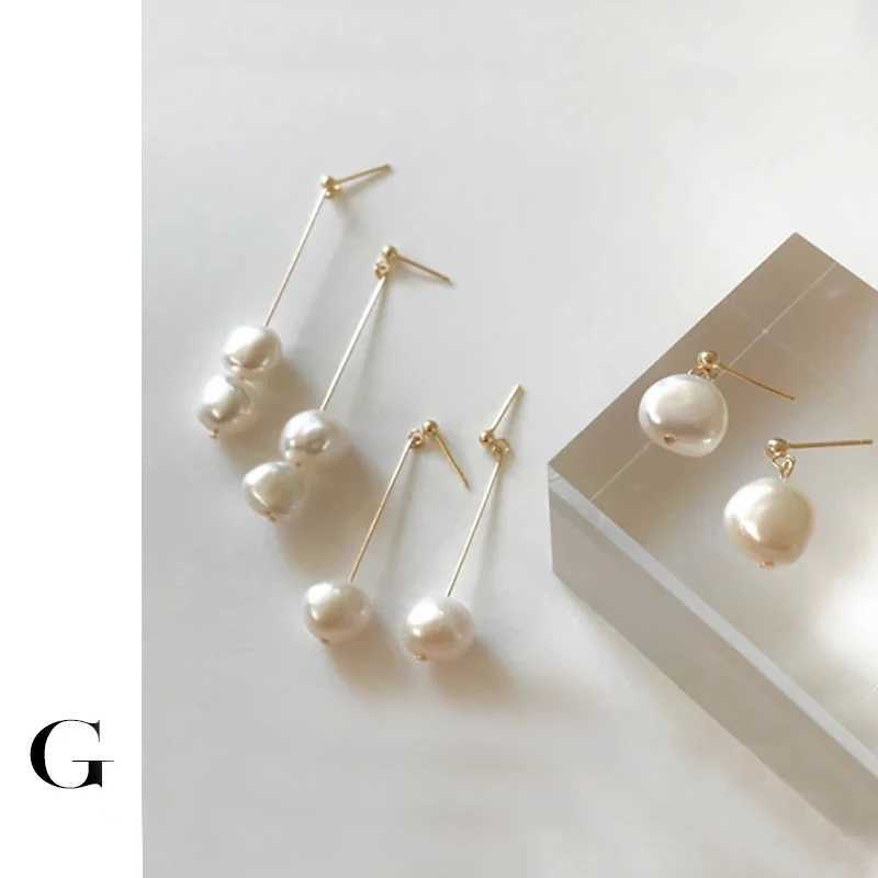 GHIDBK Baroque Freshwater Natural Pearls Studs Earrings Long Irregular Pearl Pendant Earring Dainty Charming Earring WholesaleX241023