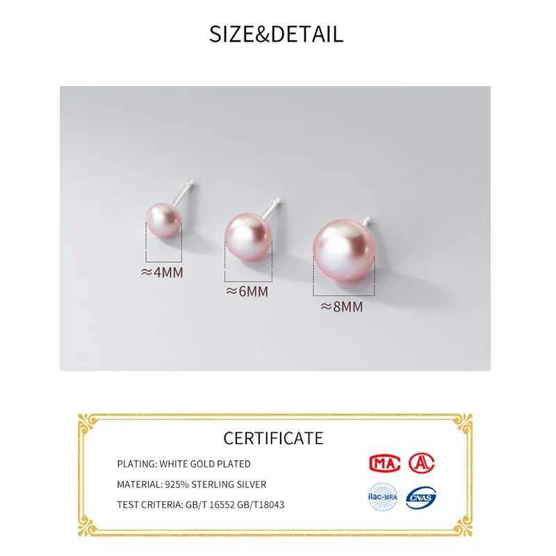 INZATT INS Hot Real 925 sterling silver 4/6/8MM freshwater pearl earrings for womens exquisite jewelry mini accessories W241023