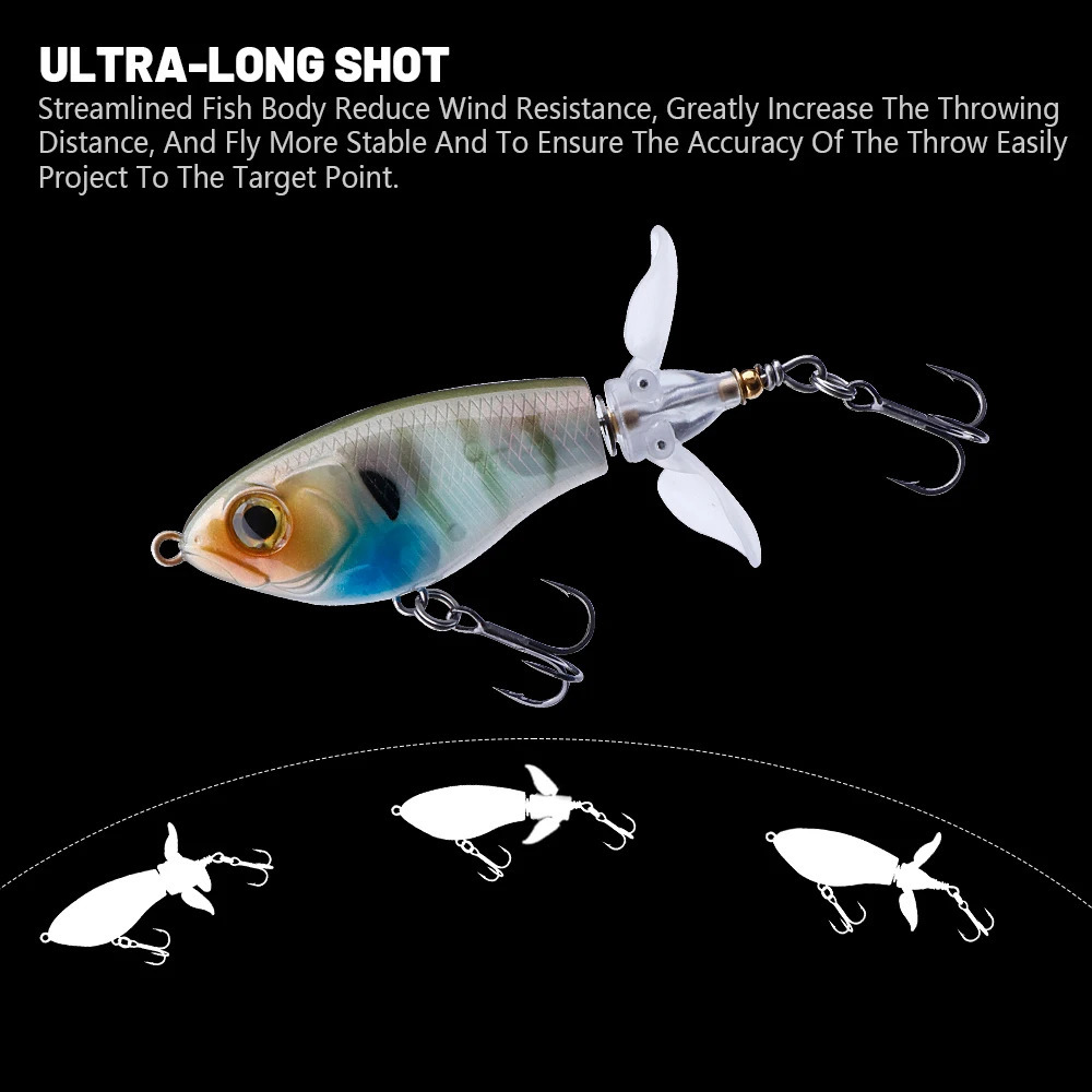 TREHOOK 9g8g14g17g24g Topwater Whopper Popper Fishing Lures Rotating Double Propeller Tail Artificial Bait Floating Wobblers 241024