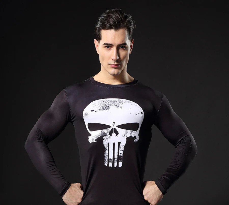 Fitness Training Clothes 3D Skull Thermal Underwear Compression Mens Suit Sports Running Warm Base Layer 3XL 241017