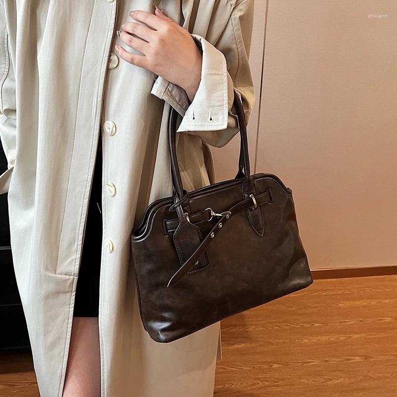 Free Shipping Totes Brand Designer Brown Bag Bury Leather Handbag For Women Vintage Large Capacity Tote Crossbag