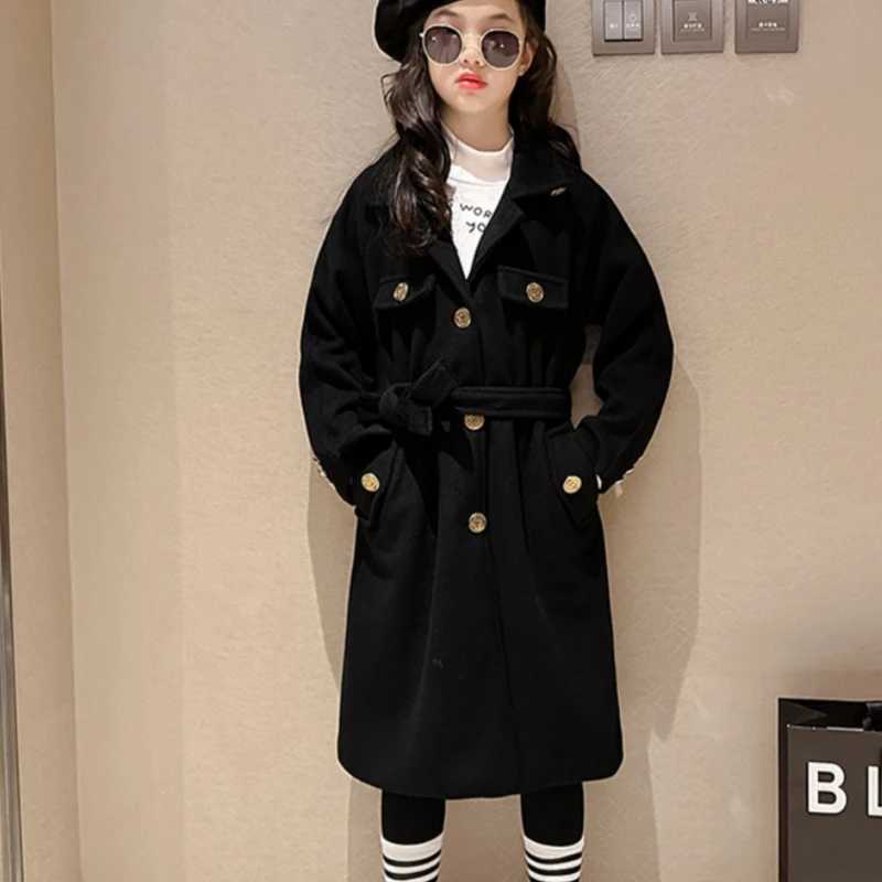 Womens wool coat jacket windproof jacket 2023 simple warm thick winter cotton Par Plus size childrens clothing W241023