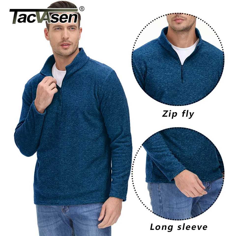 TACVASEN 1/4 Zipper Collar Spring Fleece Sweaters Mens Warm Sweatshirts Breathable Casual Sports Hiking Turtleneck Pullover Tops LX241024