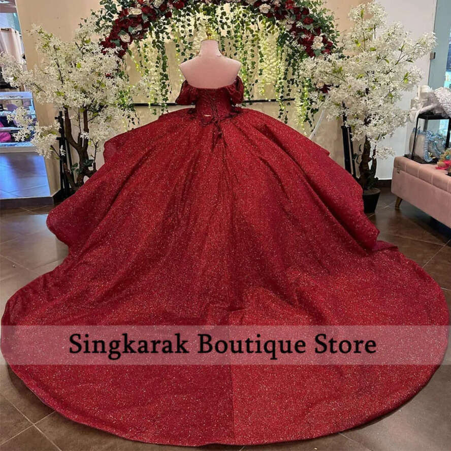 2024 Rose Gold Quinceanera Dress Ball Gown Off The Shoulder Wers Appliques Beading Pageant Sweet 15 Party Wear Custom
