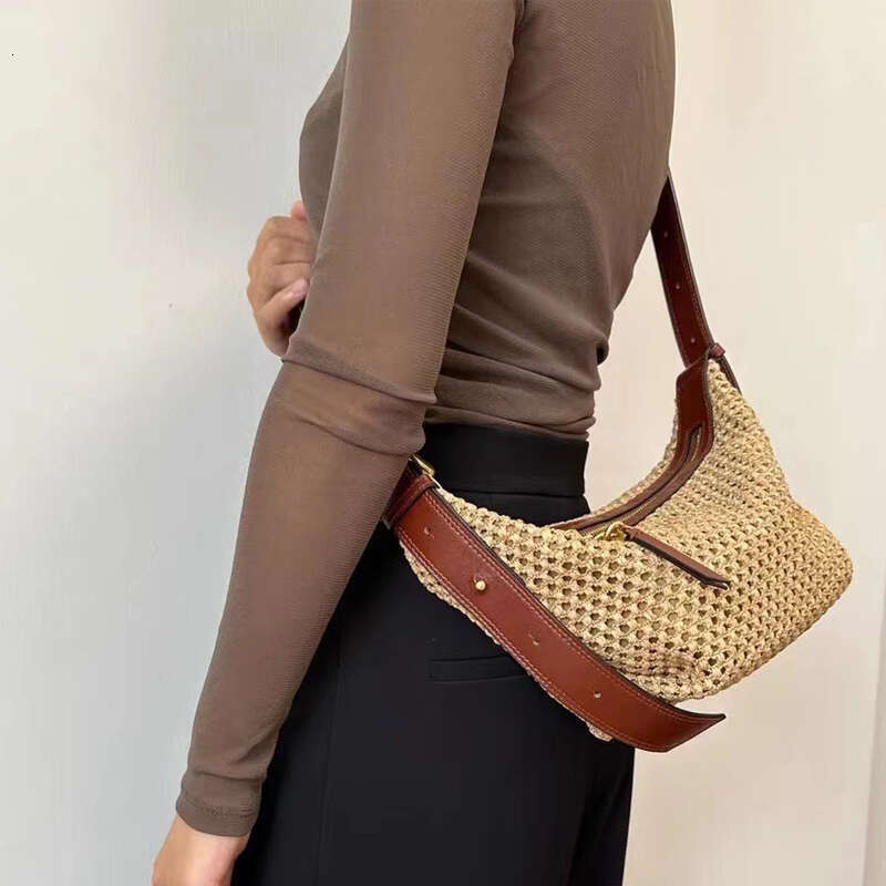 Designer Bag England Style Hobos Beach Straw Bags For Women Luxury Designer Handbag And Purses 2024 New In Blue Denim Small Underarm Shoulder tote bag