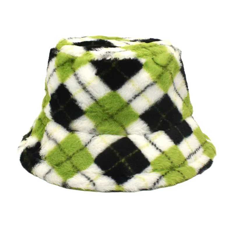 Latt Print winter bucket hat suitable for warm mens thick fluffy Panama outdoor warm fur hat mens thick fur hat X241023