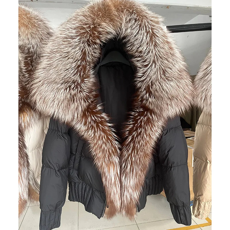 MAOMAOGONG White Duck Down Jacket Natural True Fox Fur Collar Down Jacket Thick Coat Winter Womens Warm Jacket 241023