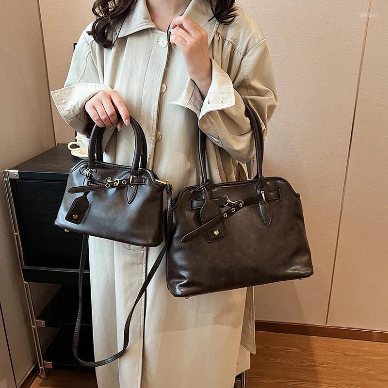 Free Shipping Totes Brand Designer Brown Bag Bury Leather Handbag For Women Vintage Large Capacity Tote Crossbag