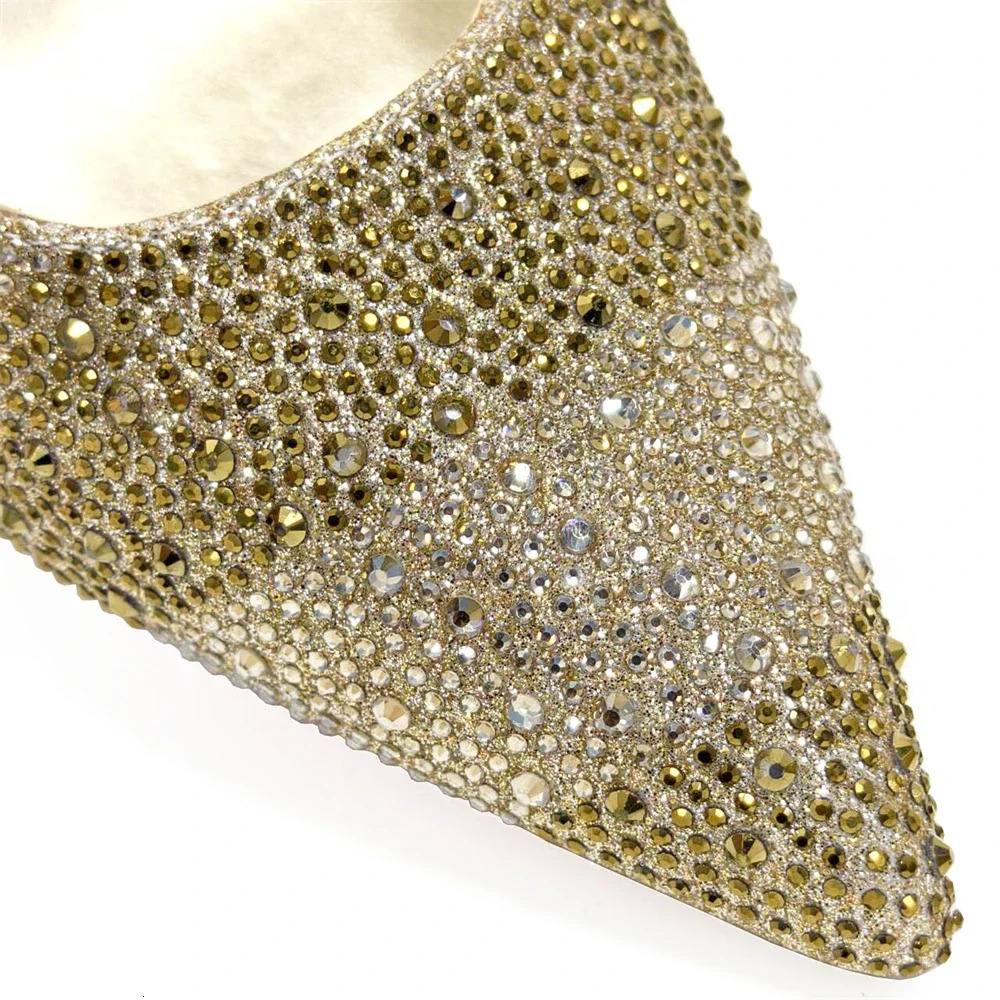 Venus Chan 2024 Hot Selg INS Pointed-Toe Style High Heels Sandal With Bag Set In Gold Color For Wedding Party Women