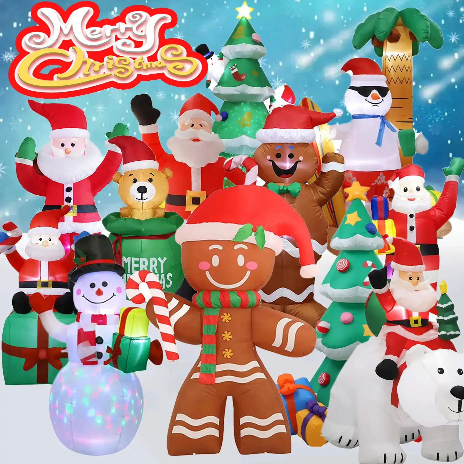 Inflatable Christmas tree/snowman/Klaus/bear/gingerbread doll model with built-in LED outdoor decoration garden party decoration 241024