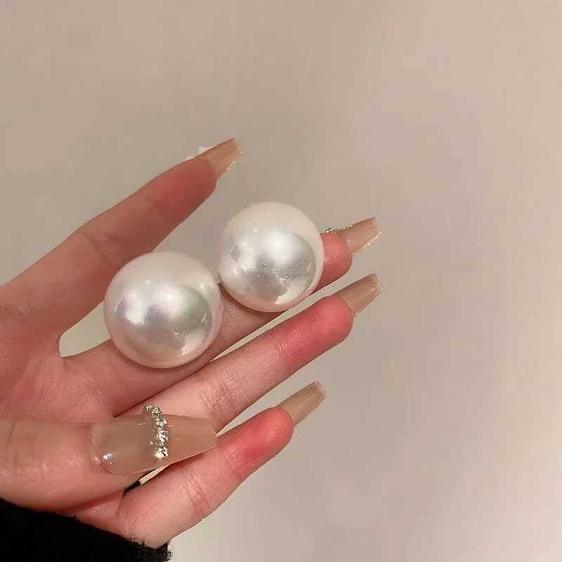Big Simulated Pearl Earrings Temperament Simple White Statement Earrings For Women Korean Earrings Jewelry GiftX241023
