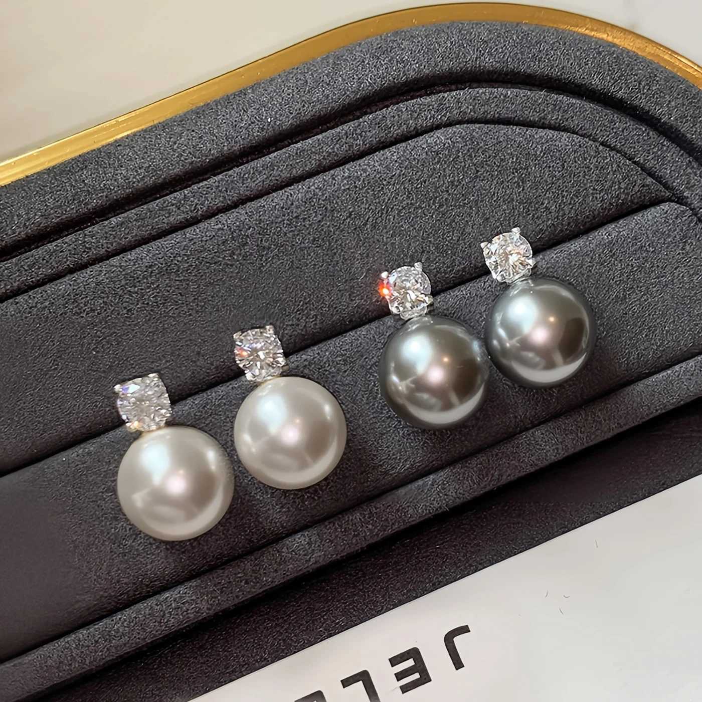 New Arrival White Gray Pearl Zircon Stud Earrings For Women Elegant Sweet Simulated-Pearl Temperament Earrings Jewelry GiftsX241023