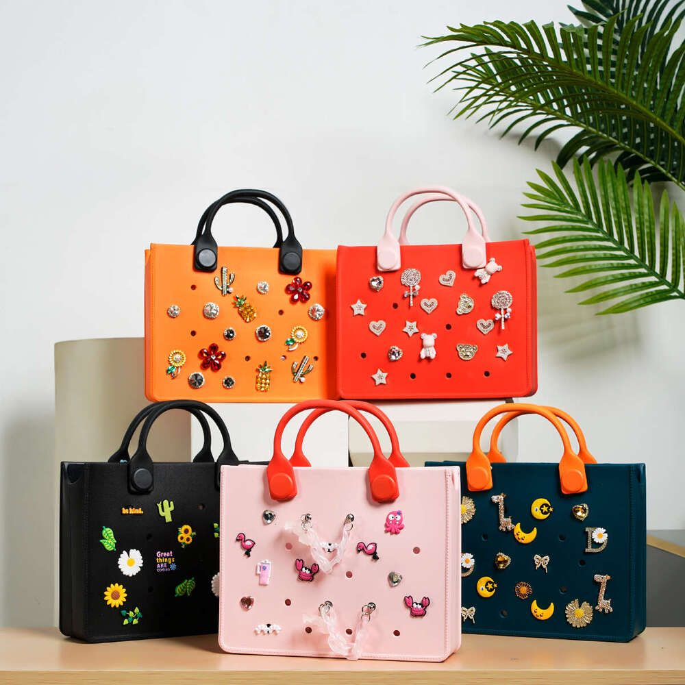 Designer Bag The orange guy Pink Casual Waterproof Travel Tote Bag Women Fashion New EVA Punched Handbag Fit Charms Outdoor Beach Bags tote bag purse 
