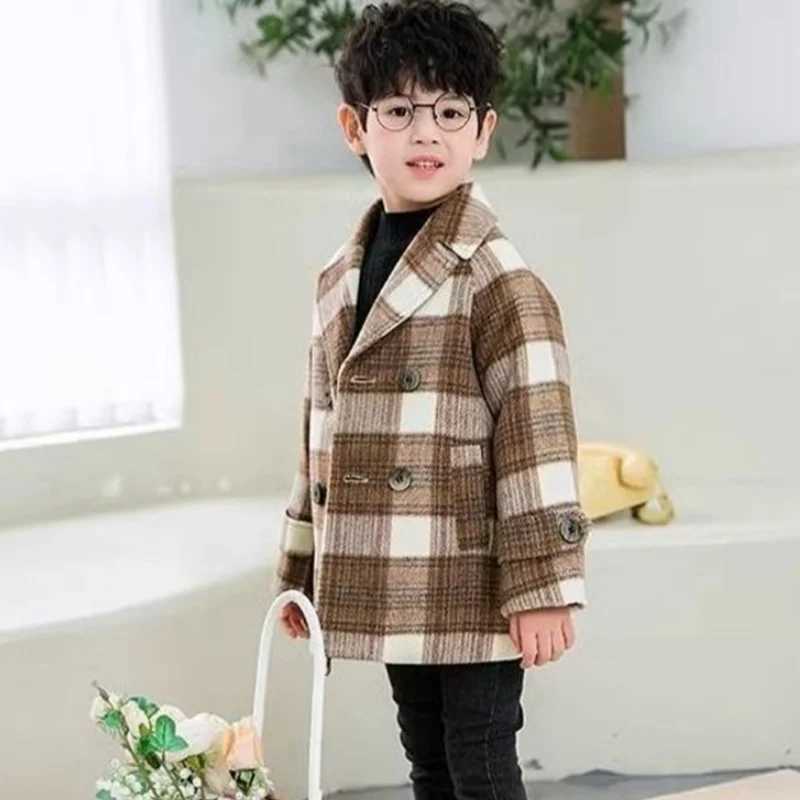 Mens wool jacket windproof jacket 2024 elegant warm thick autumn winter cotton school childrens clothing W241023