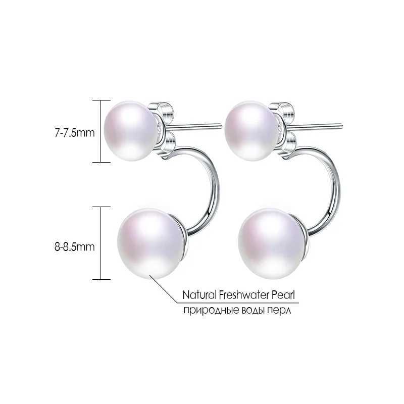 High quality double pearl earrings 100% natural freshwater pearl earrings double-sided wearing pearl earrings W241023