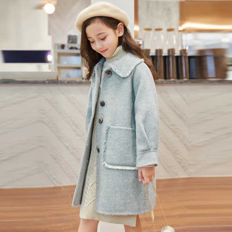 Spring and autumn jackets for girls aged 3 to 14 childrens clothing Korean thick wool coat full coat childrens fashion coat W241023
