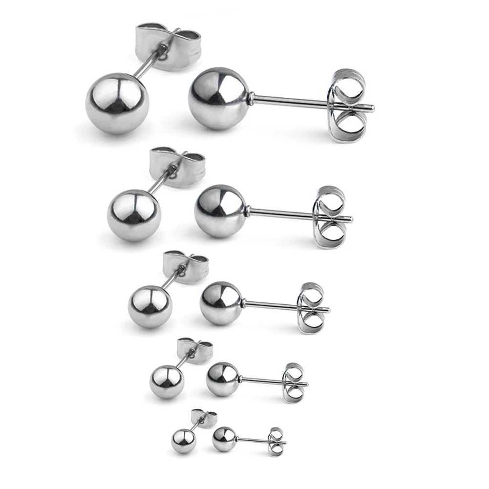 5 Pairs Hypoallergenic Stainless Steel Size 3/4/5/6/7mm Faux Pearl Cubic Zirconia CZ Ball Stud Earrings Set for Women GirlsX241023