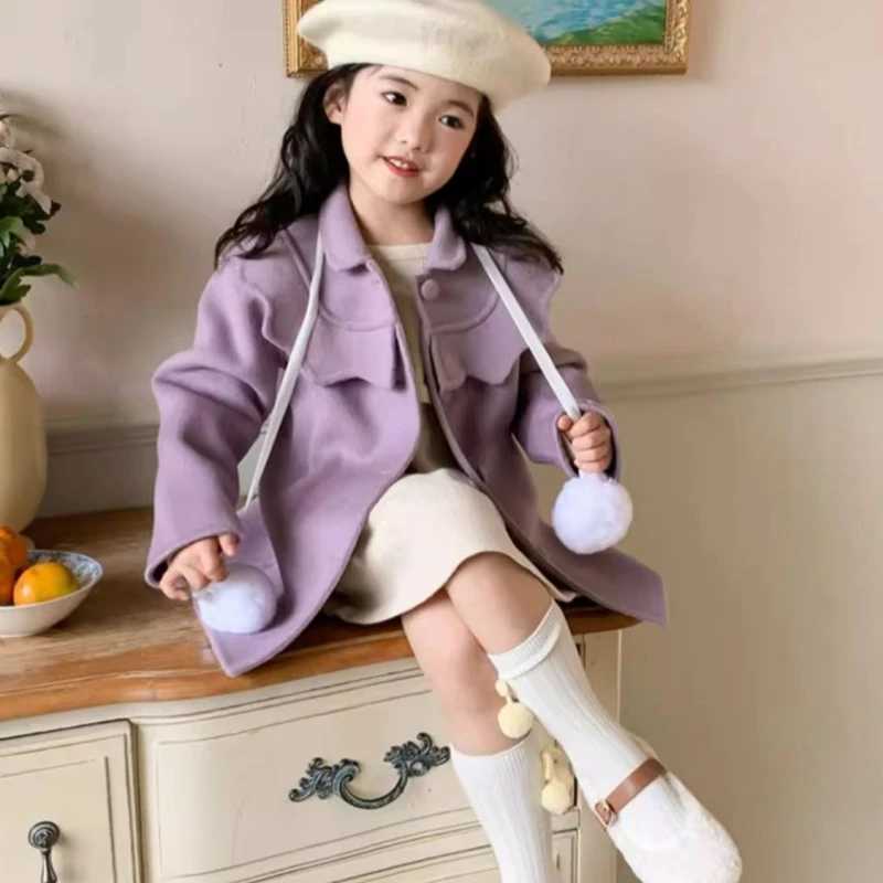Womens wool coat windbreaker 2023 elegant warm thick winter cotton youth coat childrens clothing W241023