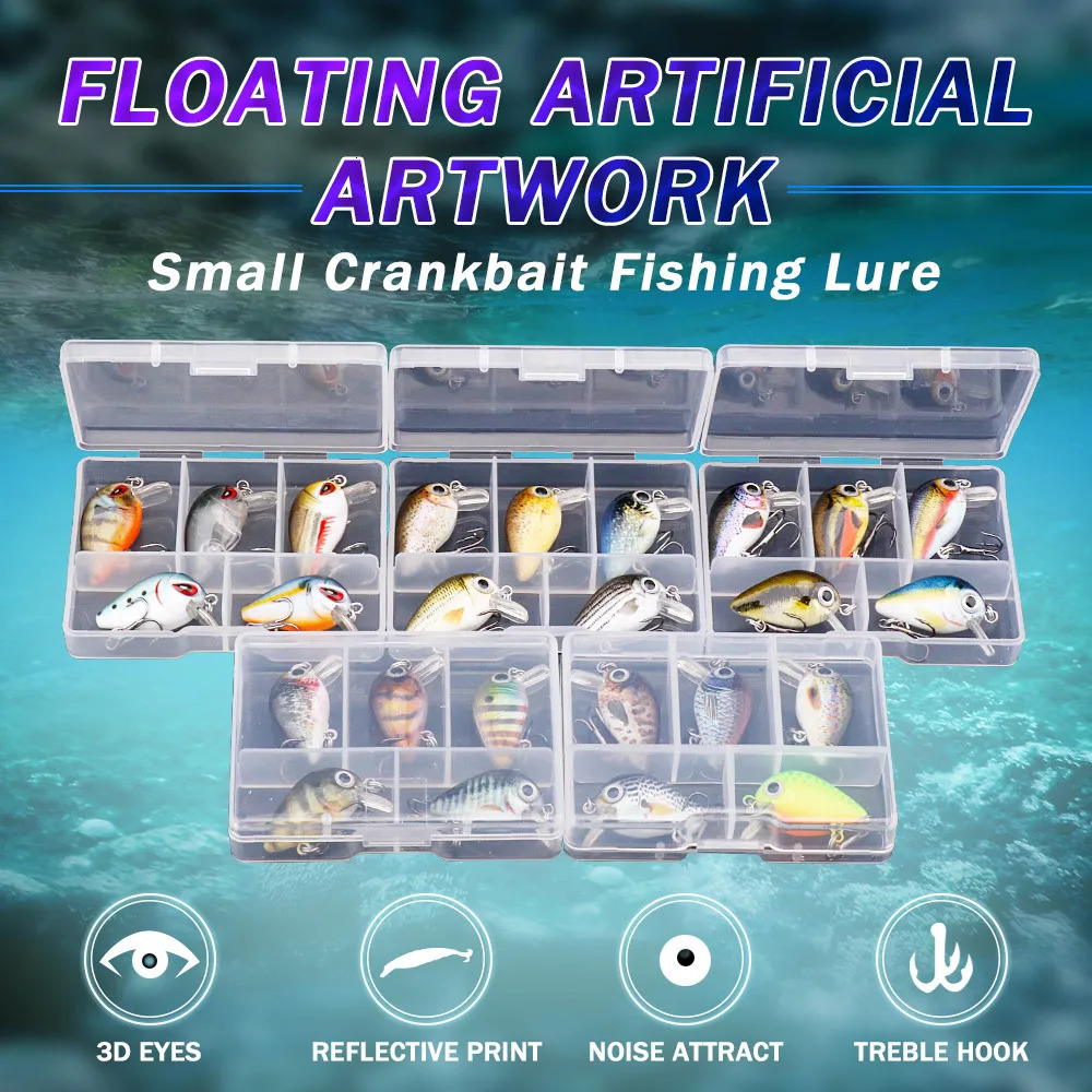 GOBASS 5pcs Mini Fish Bass Fishing Lure Set 3cm 15g Artificial Baits Topwater Crank Wobblers For Pike Crankbaits 241024