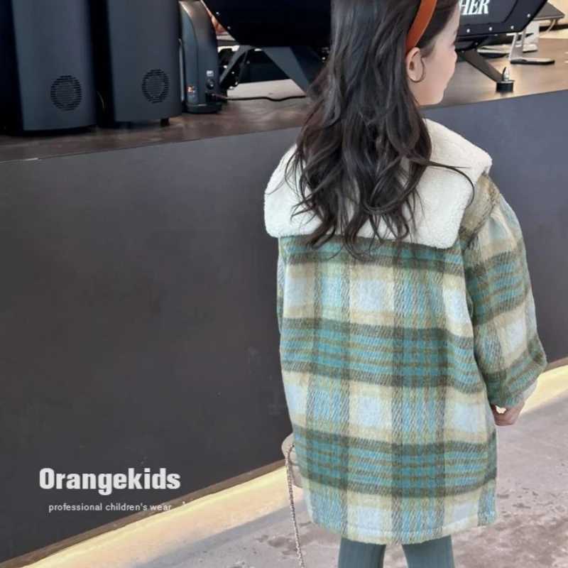 Womens wool coat jacket windproof jacket 2023 collar warm thick winter cotton youth jacket childrens clothing W241023