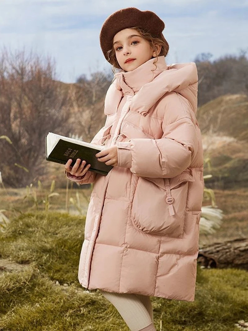 Teen girls down jacket winter solid color keep warm and fashionable childrens park jacket zipper jacket 4 6 8 10 12 14 year TR244 241024