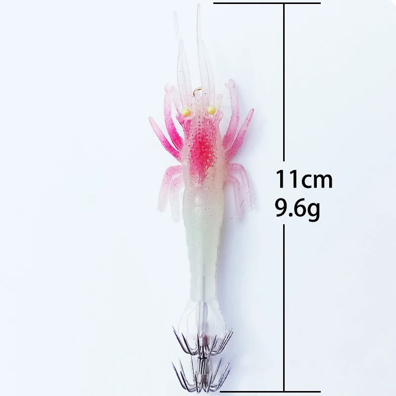 1PC 11cm10g Soft Fishing Lure Shrimp Squid Hook Artificial Bait Glow Octopus Cuttlefish pesca Tackle 241024