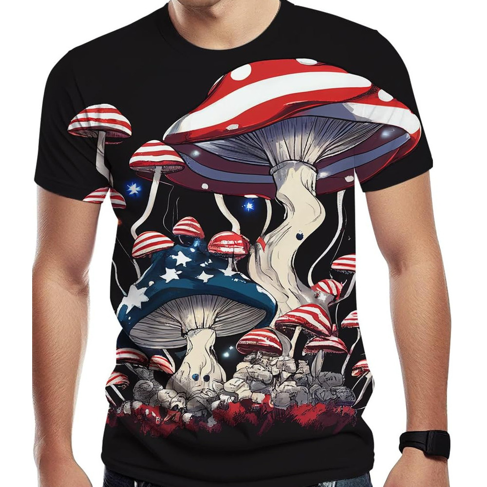 Mens T shirt Men's Fantasy Mushroom Print T Shirt 3D Print Cool Casual Tee Top tee Casual tops summer clothes Breathable and stylish