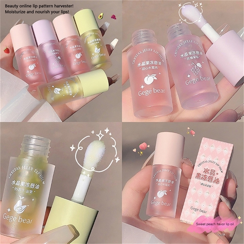 Fruity Crystal Jelly Lip Oil Hydrating Plumping Coat for Lipstick Clear Plumper Serum Tint Lips Care Makeup Cosmetic 241008