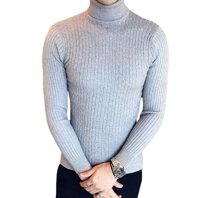 Men Slim Solid Color Turtlenecks Fit Sweaters Men Winter Long Sleeve Warm Knit Sweaters Classic Solid Casual Bottoming Shirt 5XL LX241024