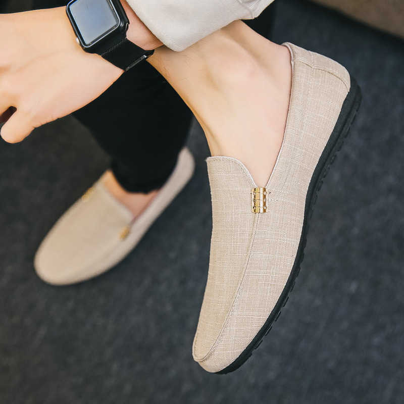 Men Dress Shoes Summer Cloth Shoes Bean Shoes Mens Casual Shoes Korean Edition Trendy One Step Canvas Shoes Mens Shoes 241009