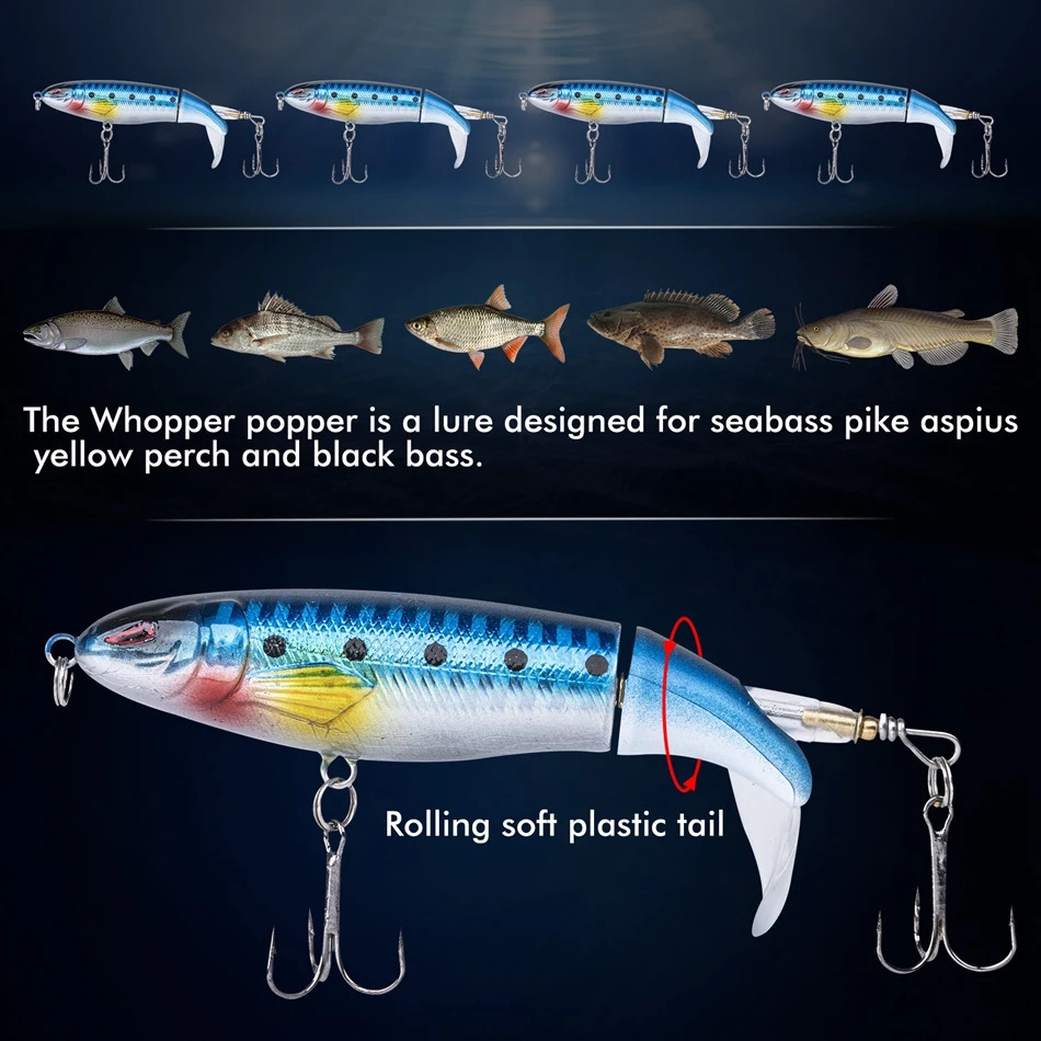 Goture Whopper Popper 10cm11cm14cm Topwater FIshing Lure Blowups Pike Baits Rotating Tail Fishing Tackle Crankbait Wobblers 241024