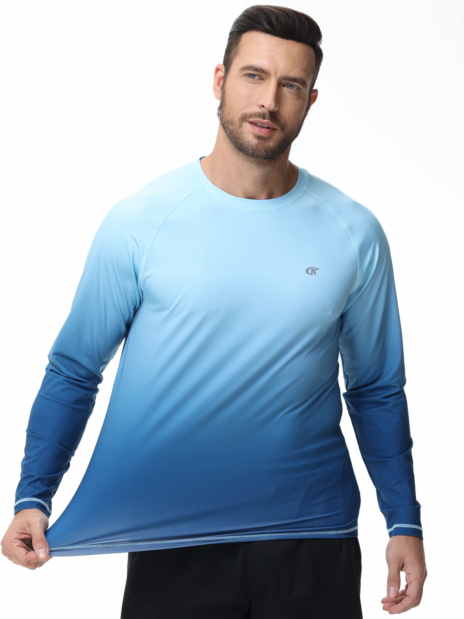 Summer Mens UPF 50Beach Swimming T-shirt Quick drying Long sleeved T-shirt Sports Fishing Hiking Rush Protective T-shirt 241024