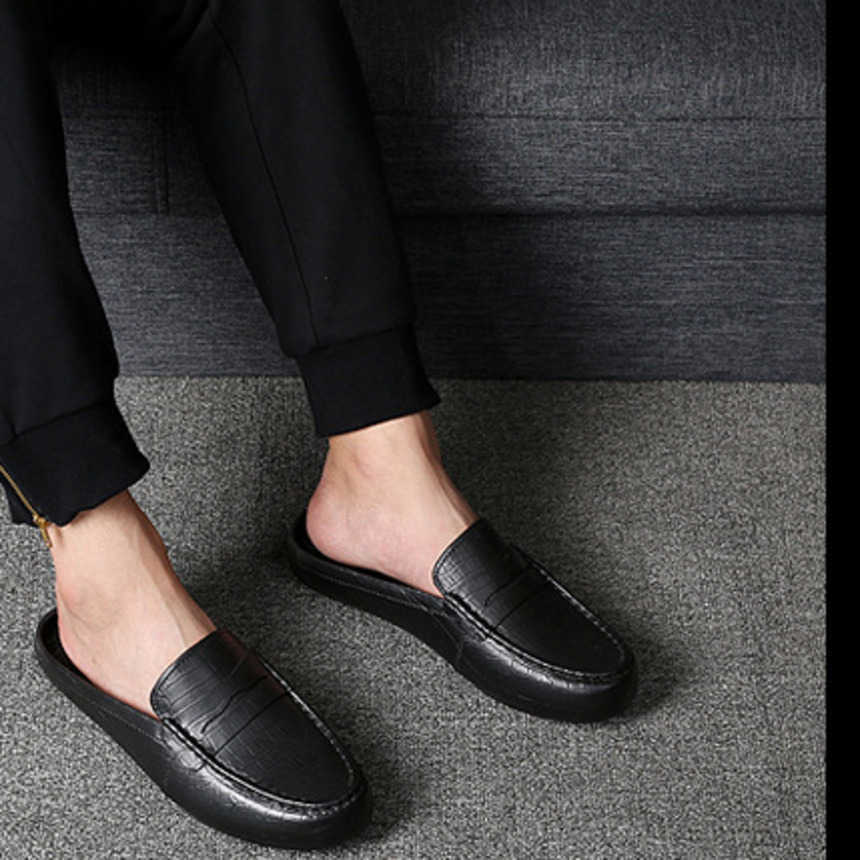 Men Dress Shoes Four Seasons Trend New Style Semi Slippers Mens Heel Casual Shoes Lazy Sandals Youth Shoes Mens Slippers 241009
