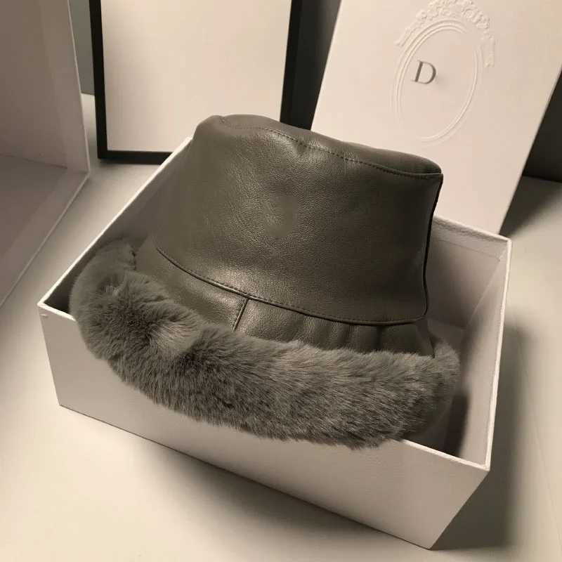 MAXSITI U winter fur bucket hat used for Wen Fashion synthetic leather thick plush warm fisherman hat casual basin hat X241023