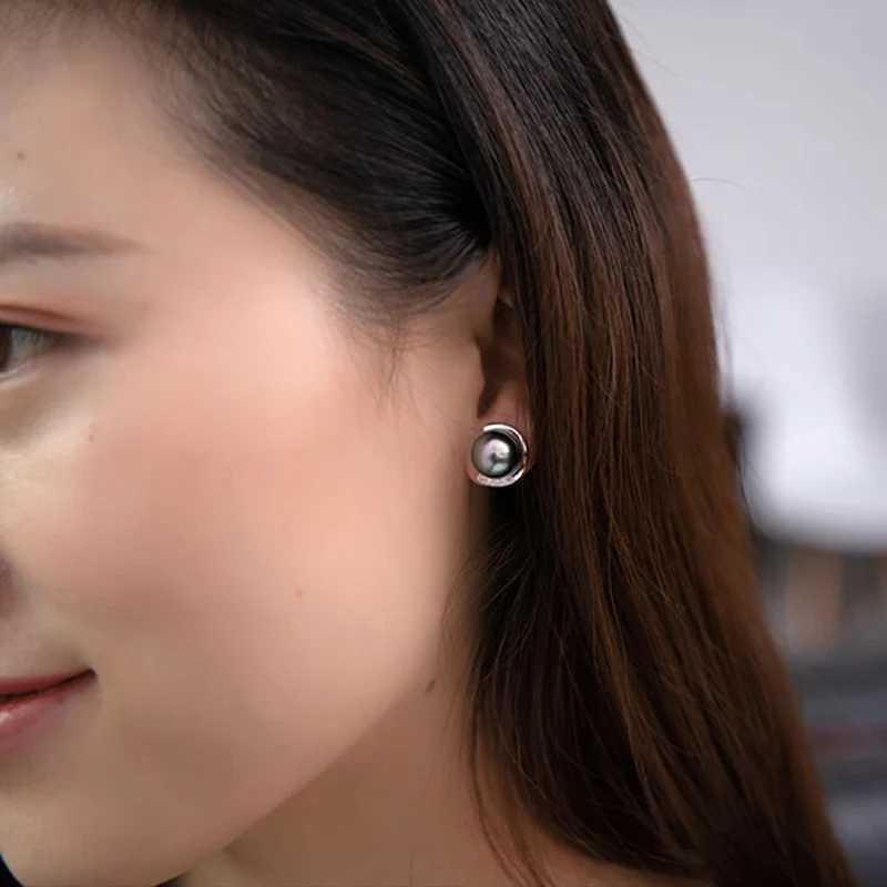 925 Silver Luxury Imitation natural seawater Black PearlStud Earrings Women Earrings Fashion Jewelry Wedding Christmas GiftX241023