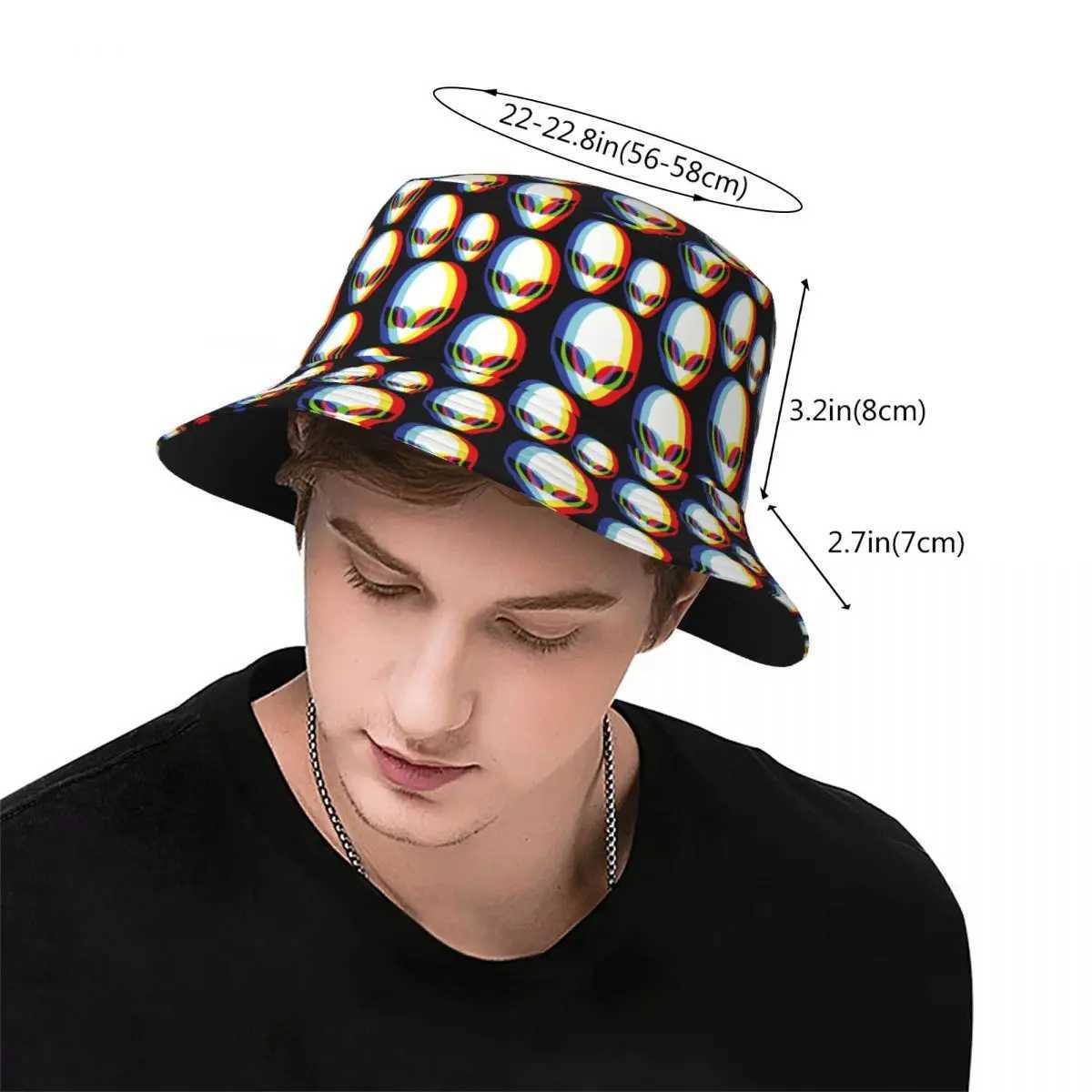 Hip hop 3D alien fashion bucket hat mens text fishing hat Trippy Aliens Merch Vocation vacation suit aesthetics X241023
