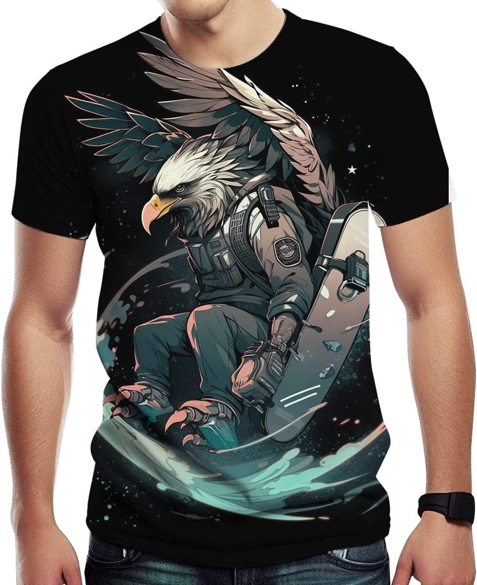 Mens T shirt Men's Short Sleeve American Flag Creative Novelty Casual tops summer clothes Breathable and stylish