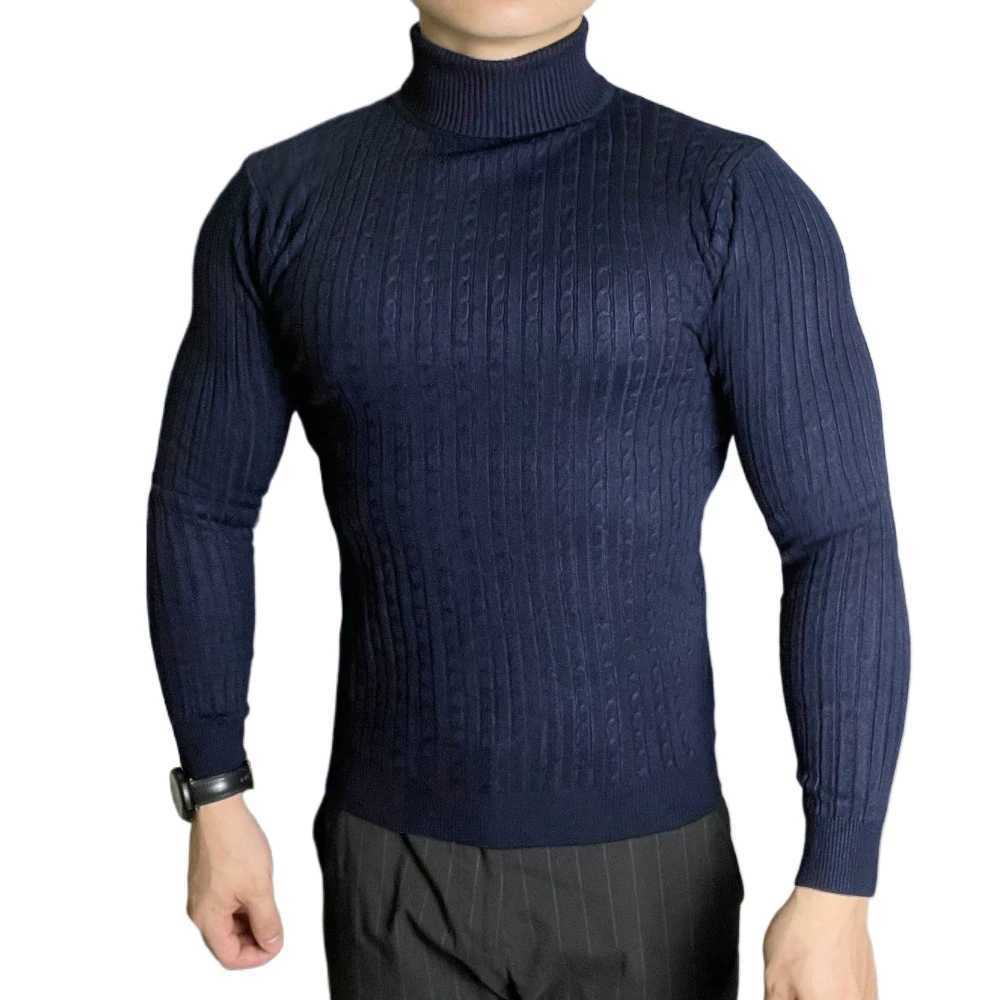 Autumn Mens Long Sleeve Knitted Sweaters Solid Color Breathable Turtleneck Pulloverr Winter Warm Sweatshirts Outdoor Streetwear LX241024
