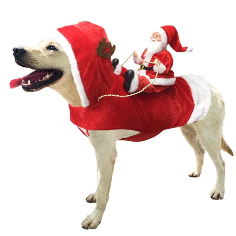 Santa Claus Ski Riding Clothing Warm and Frost Proof Pet Christmas Supplies Free shipping