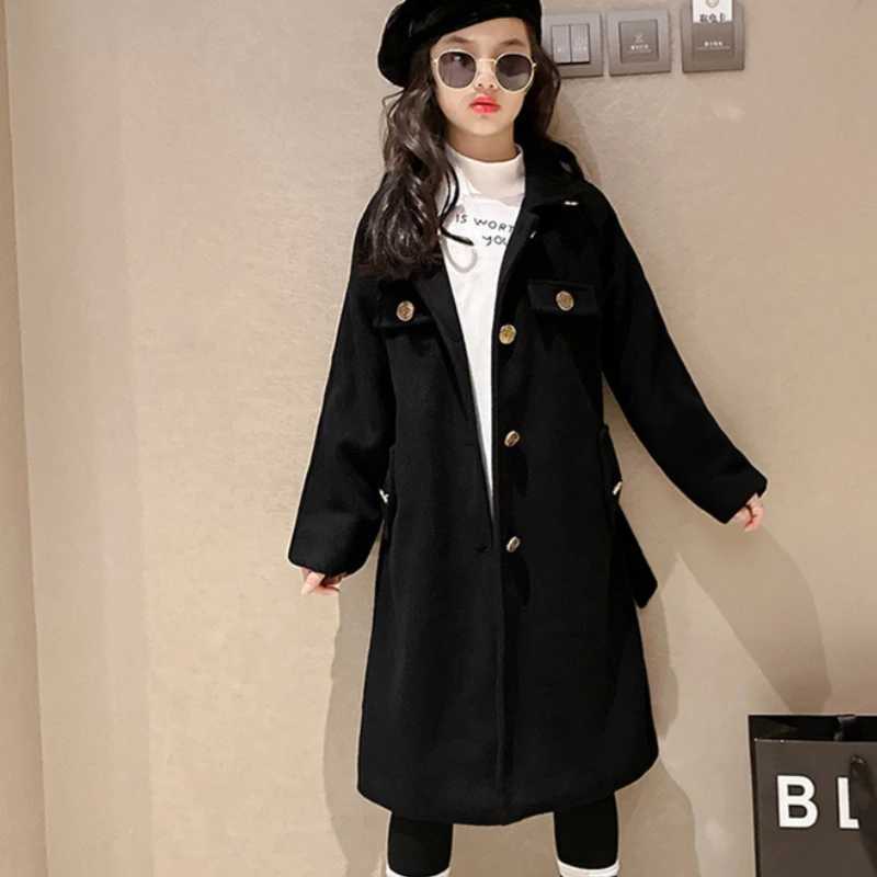 Womens wool coat jacket windproof jacket 2023 simple warm thick winter cotton Par Plus size childrens clothing W241023