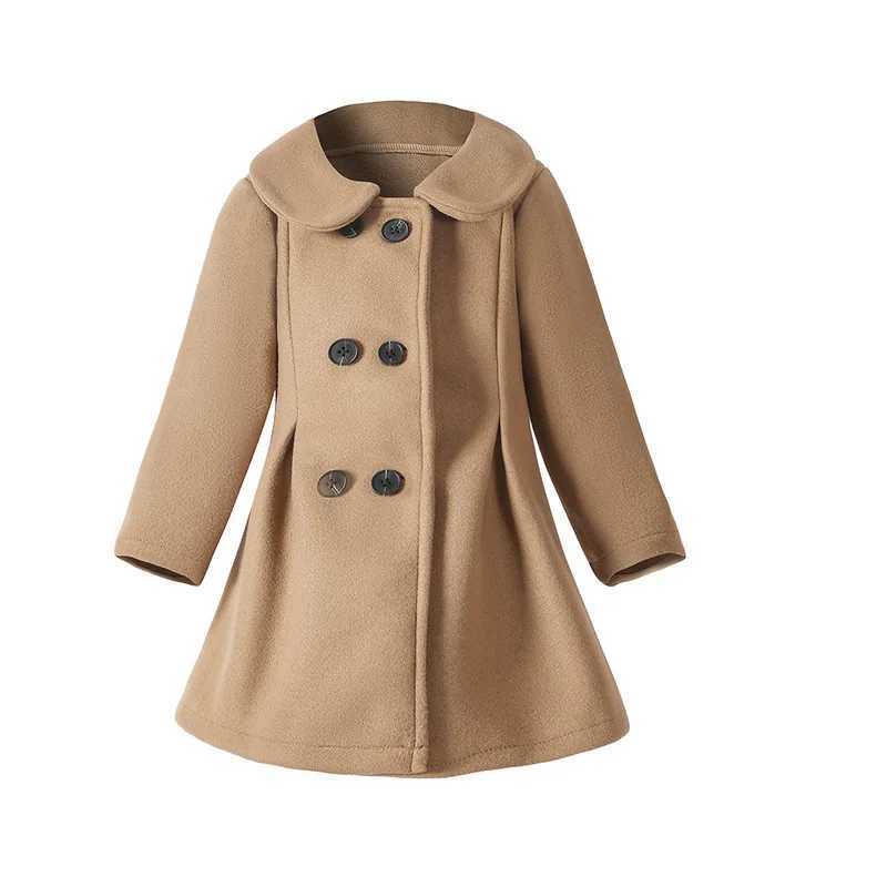Womens wool coat solid collar thick womens long jacket warm double-layer pregnant coat for autumn and winter W241023