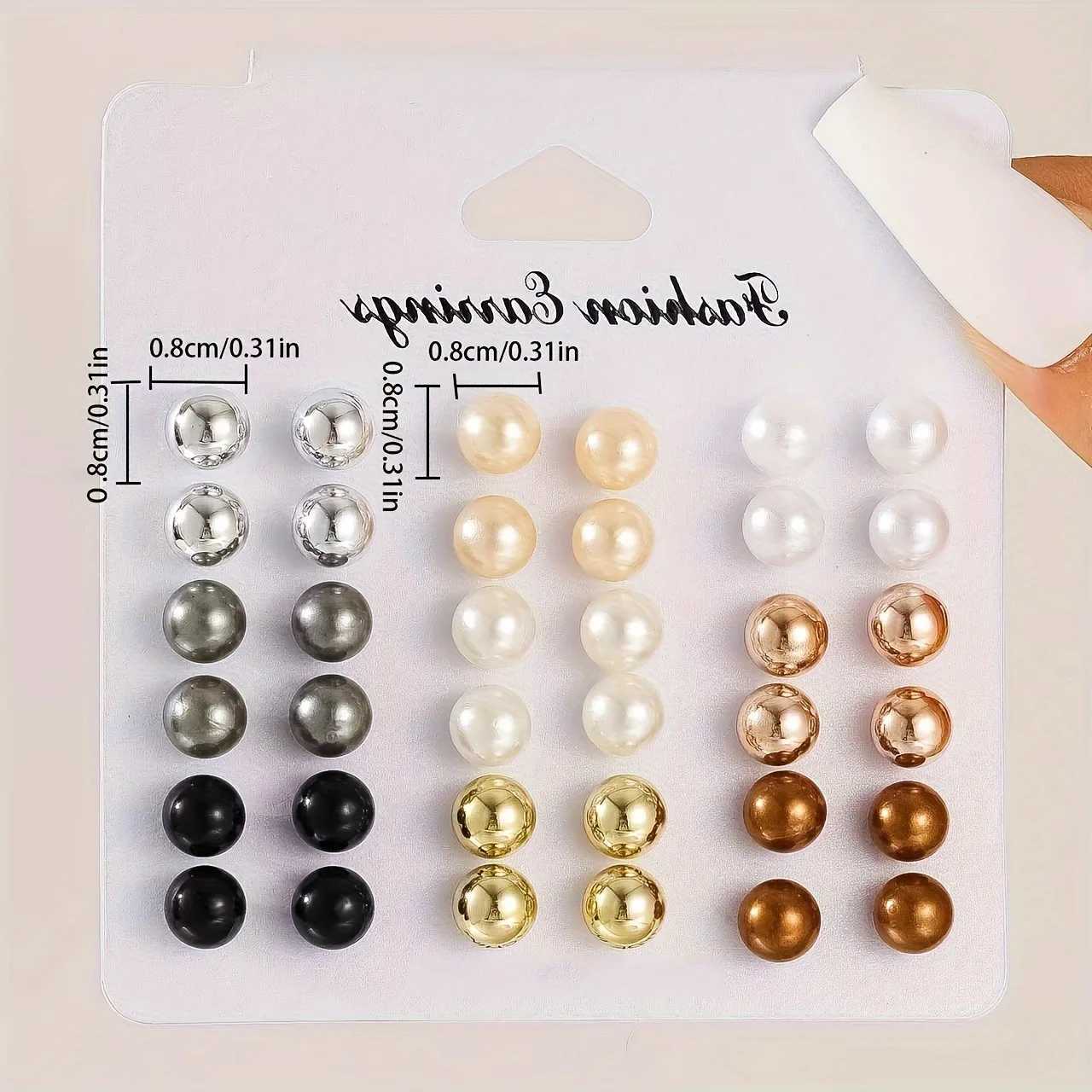 18 pairs of elegant multi-color imitation pearl stud earrings Korean charm ball bead earrings womens trend party jewelry set W241023