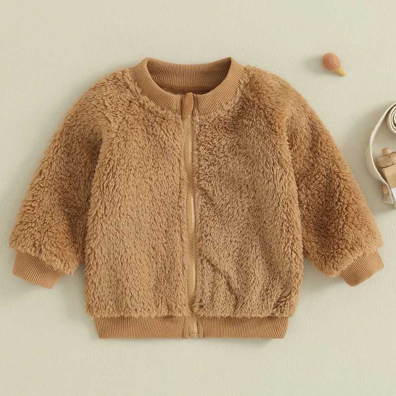 Pudcoco Childrens Baby Girls Winter Wool Coat Long Sleeve Bear Embroidered Plush Zipper Coat 6M-4T W241023