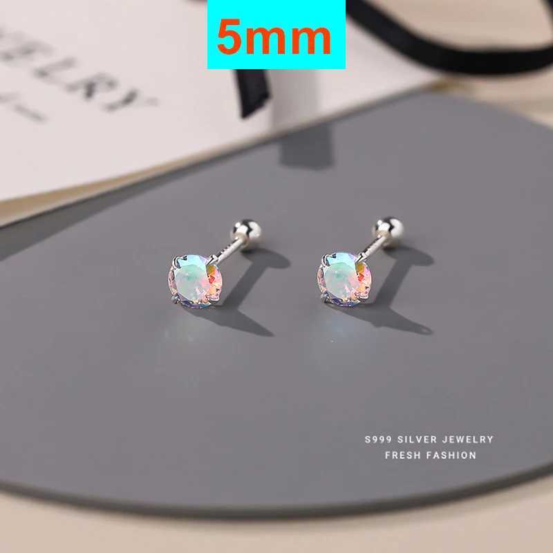 SOFTPIG Real 925 Sterling Silver 3/4/5MM Illusionary Round Zircon Bead Mini Stud Earrings for Women Fine Jewelry AccessoriesX241023
